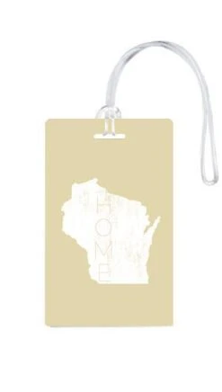 Wisconsin My Home State Luggage Tag – White State Outline Personalized Travel ID Tag -Luggage Pros Store 612 My Home State Wisconsin Luggage Tag 3
