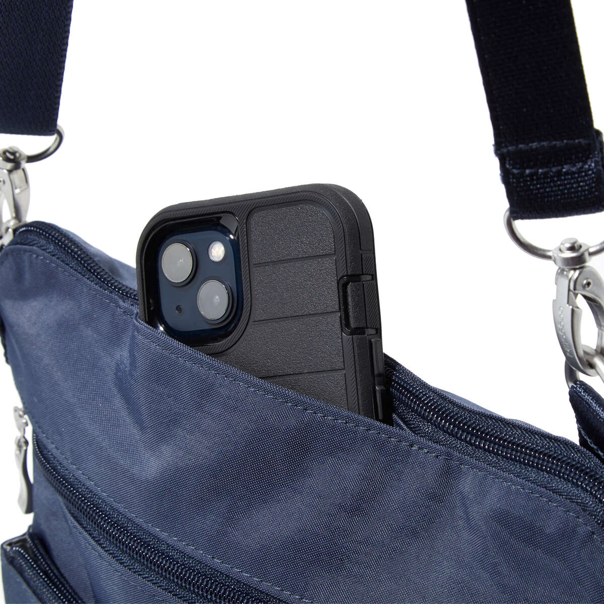 Baggallini Modern Large Pocket Crossbody - Stone Grey Nylon Travel Purse 12 Baggallini Modern Large Pocket Crossbody - Stone Grey Nylon Travel Purse - Image 10