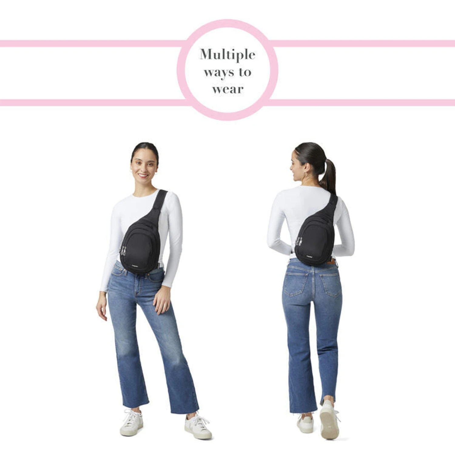 Baggallini Black Securtex Anti-Theft Triple Zip Sling – Lightweight Crossbody Backpack 12 Baggallini Black Securtex Anti-Theft Triple Zip Sling – Lightweight Crossbody Backpack - Image 11