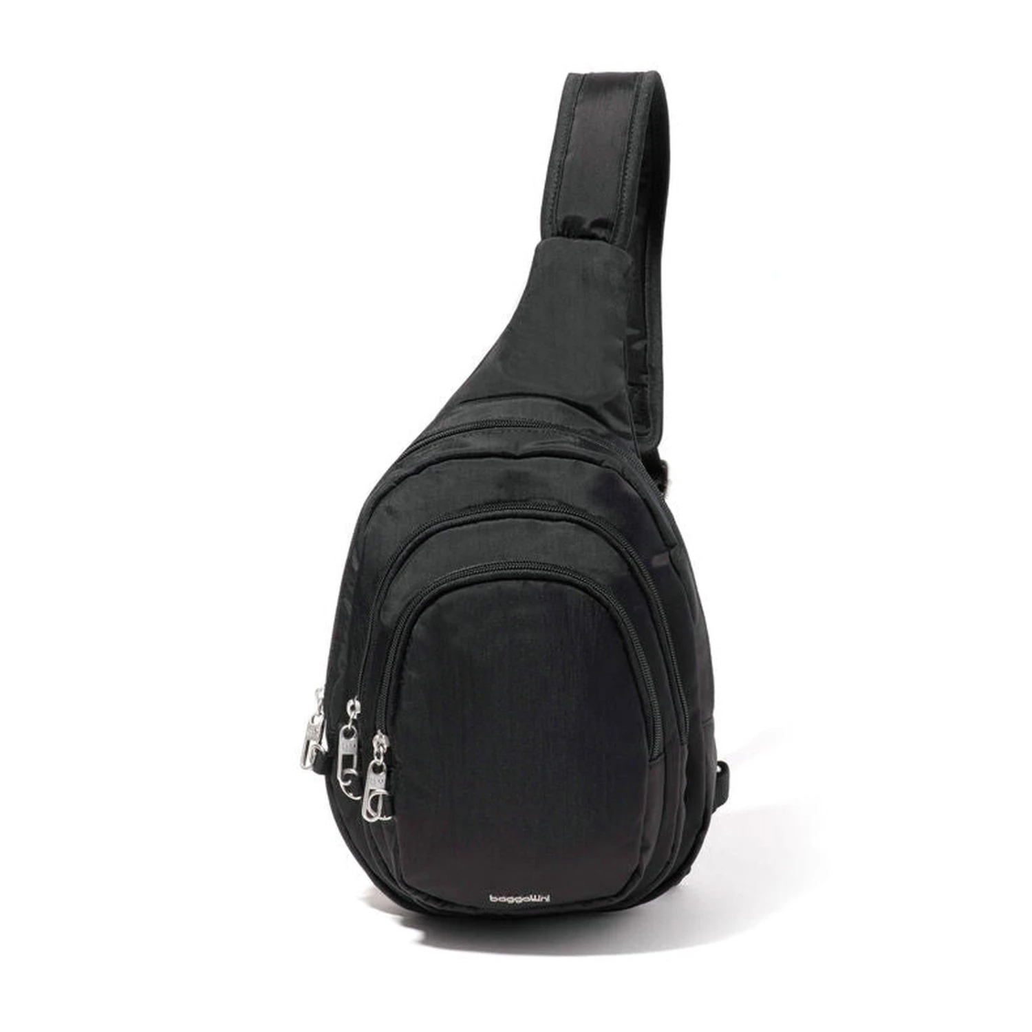 Baggallini Black Securtex Anti-Theft Triple Zip Sling – Lightweight Crossbody Backpack 3 Baggallini Black Securtex Anti-Theft Triple Zip Sling – Lightweight Crossbody Backpack - Image 2