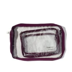 Baggallini Clear Water-Resistant 3-Piece Travel Pouch Set – TSA-Friendly Toiletry Bags -Luggage Pros Store Baggallini Travel Clear Travel Pouches 12