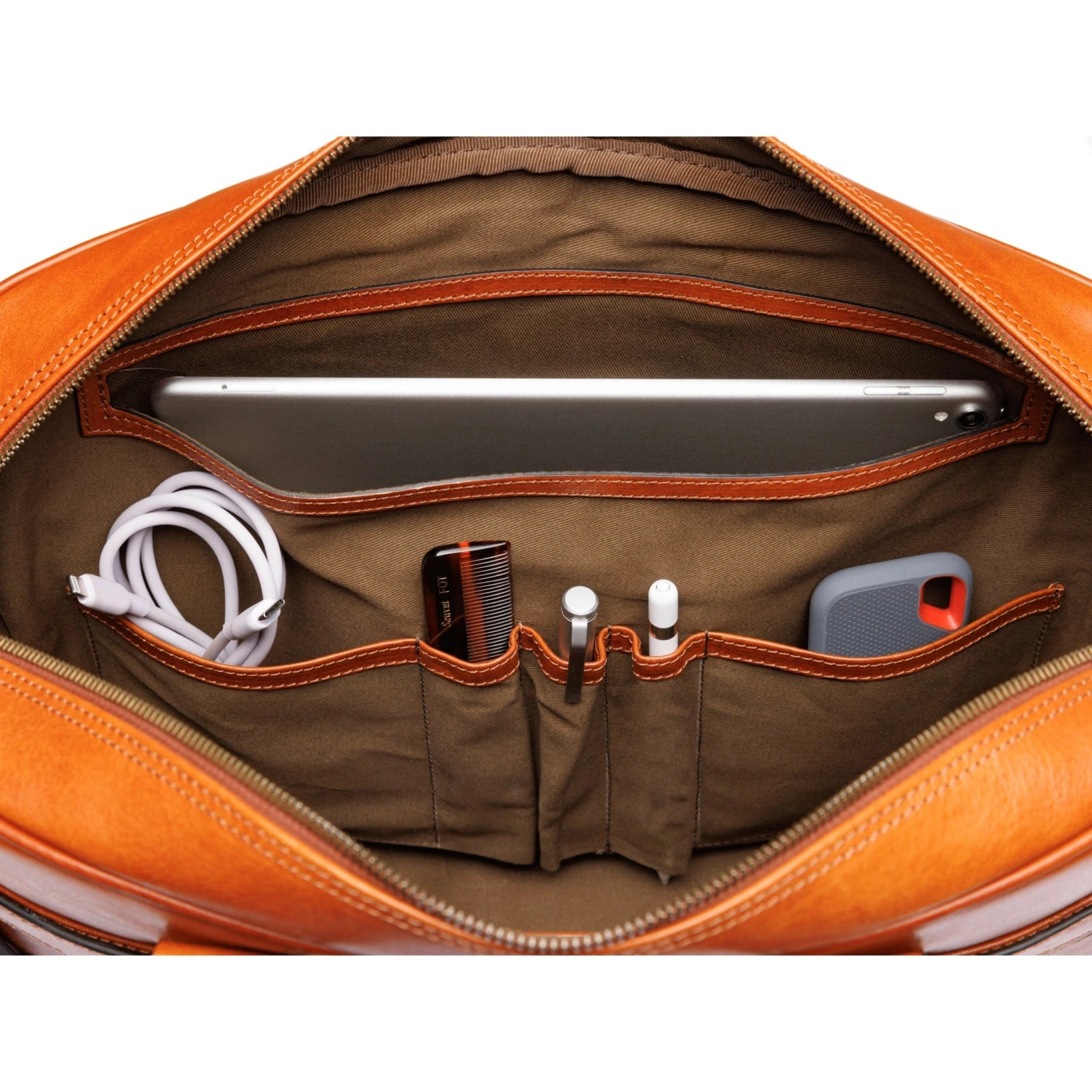 Bosca Dolce Dark Brown Italian Leather Single Gusset Stringer Briefcase – 16" Laptop Bag 15 Bosca Dolce Dark Brown Italian Leather Single Gusset Stringer Briefcase – 16" Laptop Bag - Image 13