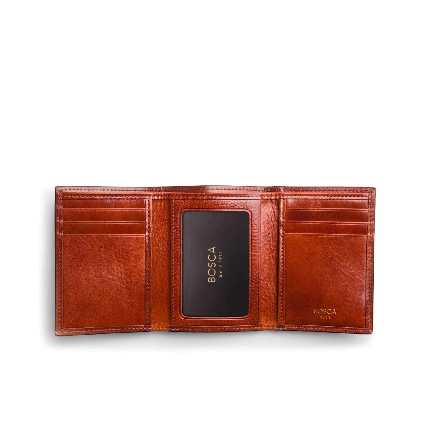 Bosca Old Leather Double ID Trifold Wallet – RFID Blocking Hand-Stained Italian Leather 6 Bosca Old Leather Double ID Trifold Wallet – RFID Blocking Hand-Stained Italian Leather - Image 4