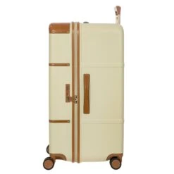Bric's Bellagio 3.0 Cream with Cognac Leather Trim – 31" Vintage 4-Wheel Spinner Trunk -Luggage Pros Store Brics Bellagio 3 0 Trolley Baule 4 Wheel 31 Trunk 11
