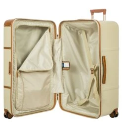 Bric's Bellagio 3.0 Cream with Cognac Leather Trim – 31" Vintage 4-Wheel Spinner Trunk -Luggage Pros Store Brics Bellagio 3 0 Trolley Baule 4 Wheel 31 Trunk 14