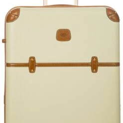 Bric's Bellagio 3.0 Cream with Cognac Leather Trim – 31" Vintage 4-Wheel Spinner Trunk -Luggage Pros Store Brics Bellagio 3 0 Trolley Baule 4 Wheel 31 Trunk 20