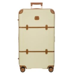 Bric's Bellagio 3.0 Cream with Cognac Leather Trim – 31" Vintage 4-Wheel Spinner Trunk -Luggage Pros Store Brics Bellagio 3 0 Trolley Baule 4 Wheel 31 Trunk 5