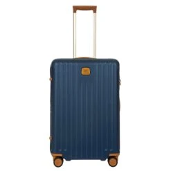 Brics Capri 2.0 27" Spinner Expandable Polycarbonate Checked Luggage - Matte Blue with Leather Accents -Luggage Pros Store Brics Capri 2 0 27 Spinner Expandable 7