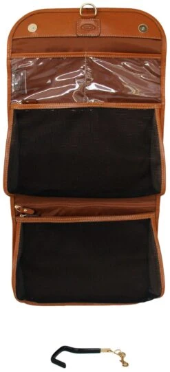 Brics Life Pelle Tuscan Leather Tri-fold Traveler - Cognac Hanging Toiletry Bag -Luggage Pros Store Brics Life Pelle Tri fold Traveler 3