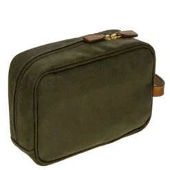 Brics Life Traditional Shave Case – Olive Suede-Effect Luxury Toiletry Bag with Leather Trim -Luggage Pros Store Brics Life Traditional Shave Case 5