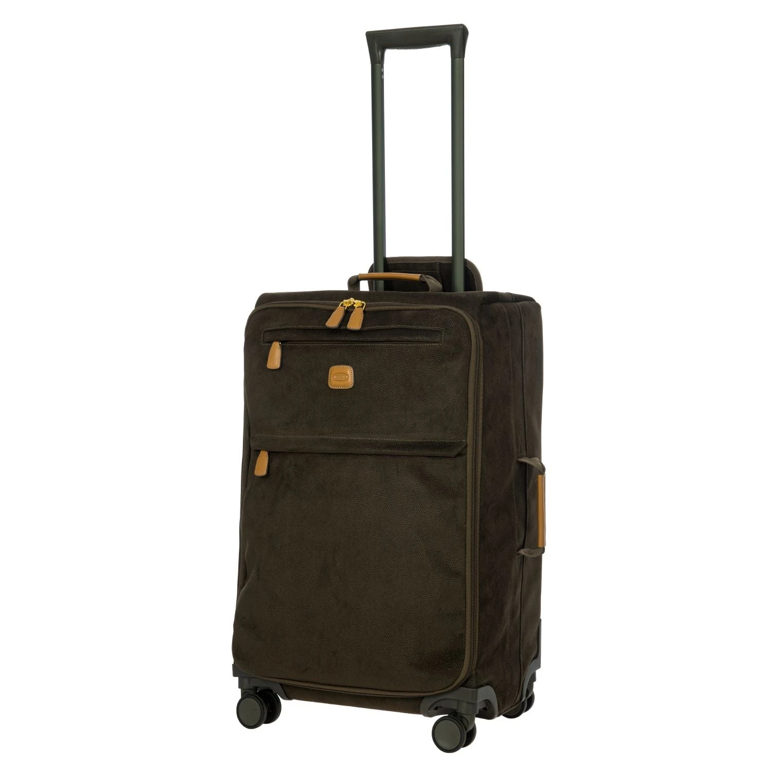 Brics Life Tropea 27" Checked Spinner Luggage – Olive Green Suede-Effect with Leather Trim 5 Brics Life Tropea 27" Checked Spinner Luggage – Olive Green Suede-Effect with Leather Trim - Image 3