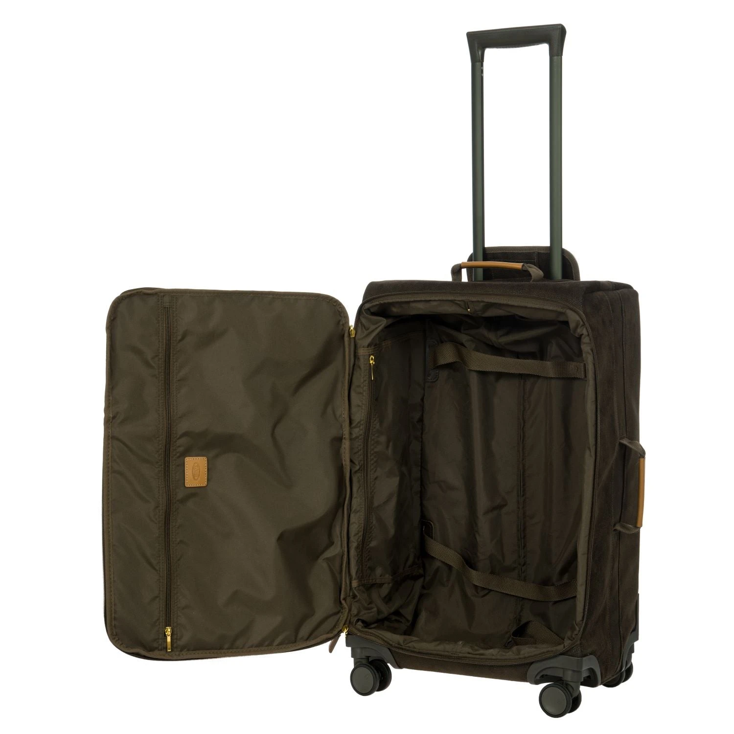 Brics Life Tropea 27" Checked Spinner Luggage – Olive Green Suede-Effect with Leather Trim 6 Brics Life Tropea 27" Checked Spinner Luggage – Olive Green Suede-Effect with Leather Trim - Image 4