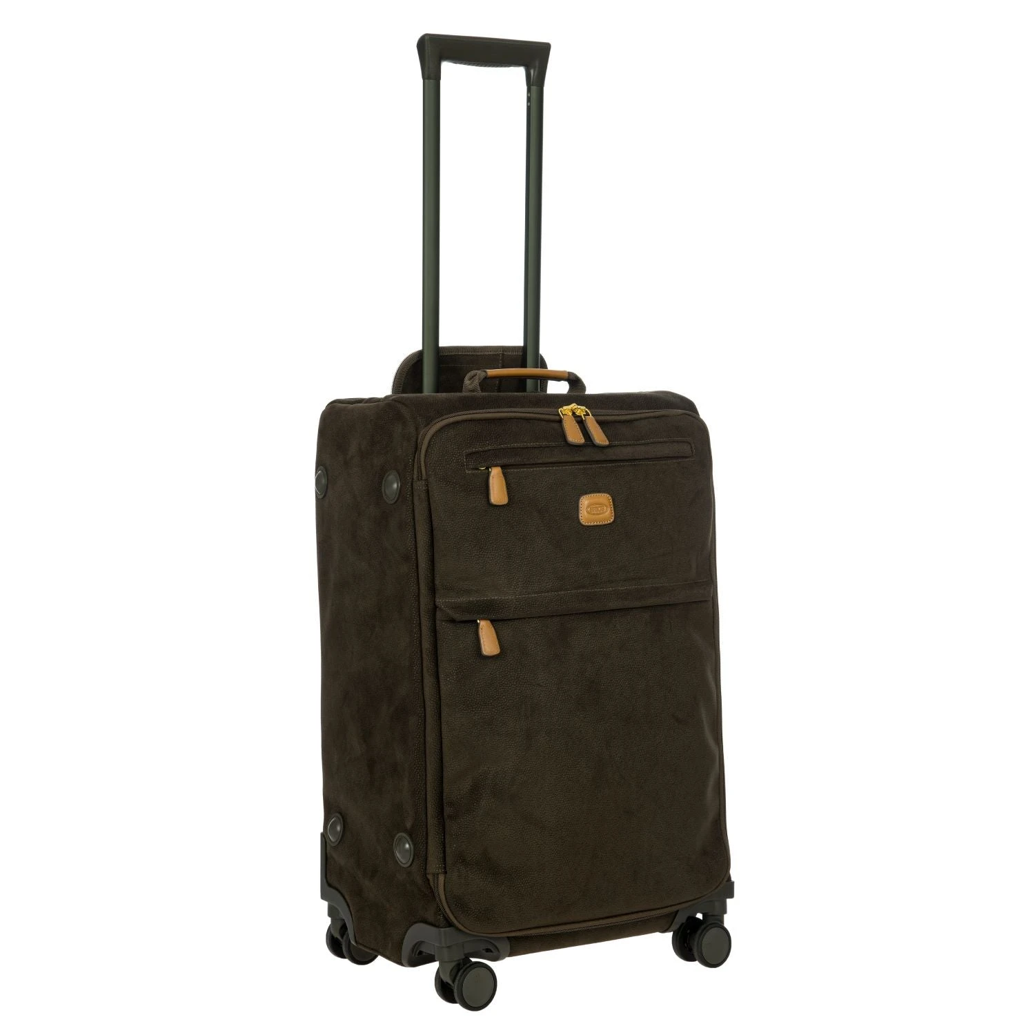 Brics Life Tropea 27" Checked Spinner Luggage – Olive Green Suede-Effect with Leather Trim 10 Brics Life Tropea 27" Checked Spinner Luggage – Olive Green Suede-Effect with Leather Trim - Image 8