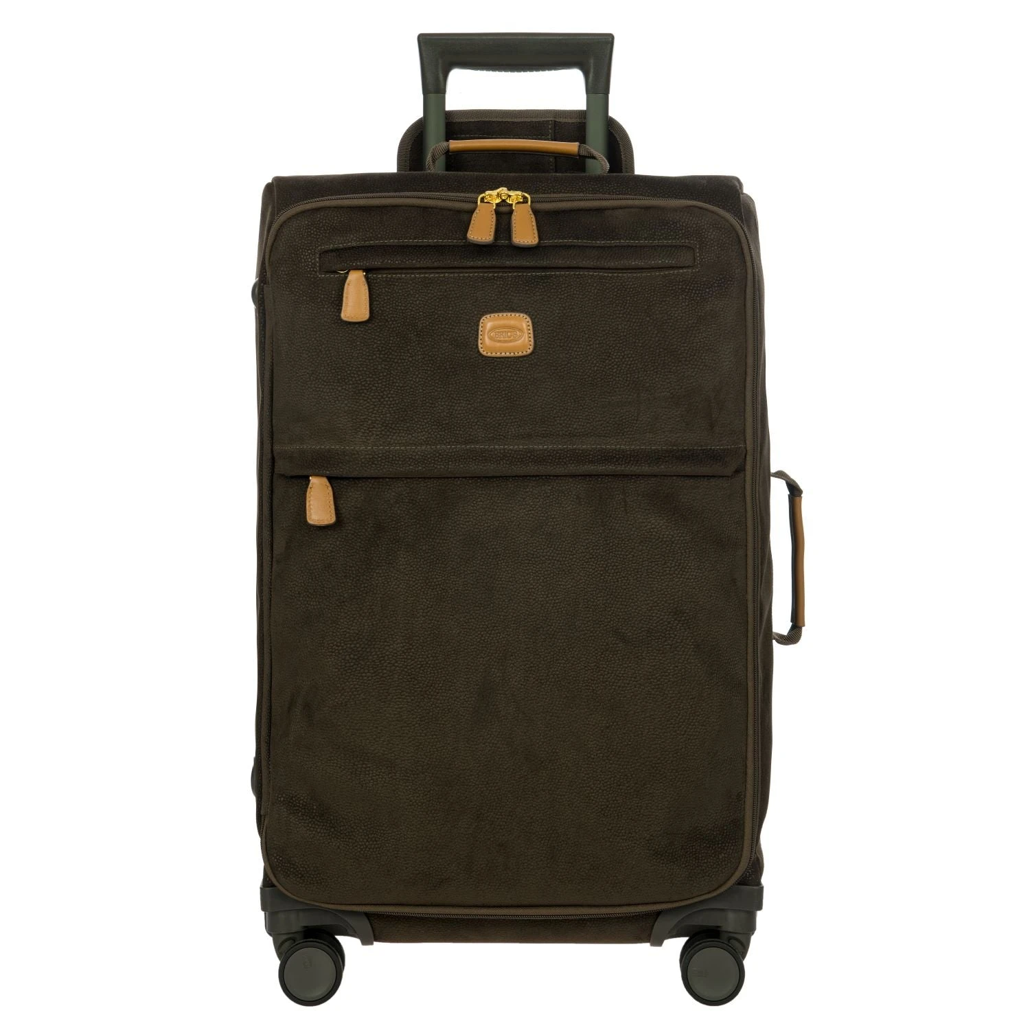 Brics Life Tropea 27" Checked Spinner Luggage – Olive Green Suede-Effect with Leather Trim 3 Brics Life Tropea 27" Checked Spinner Luggage – Olive Green Suede-Effect with Leather Trim