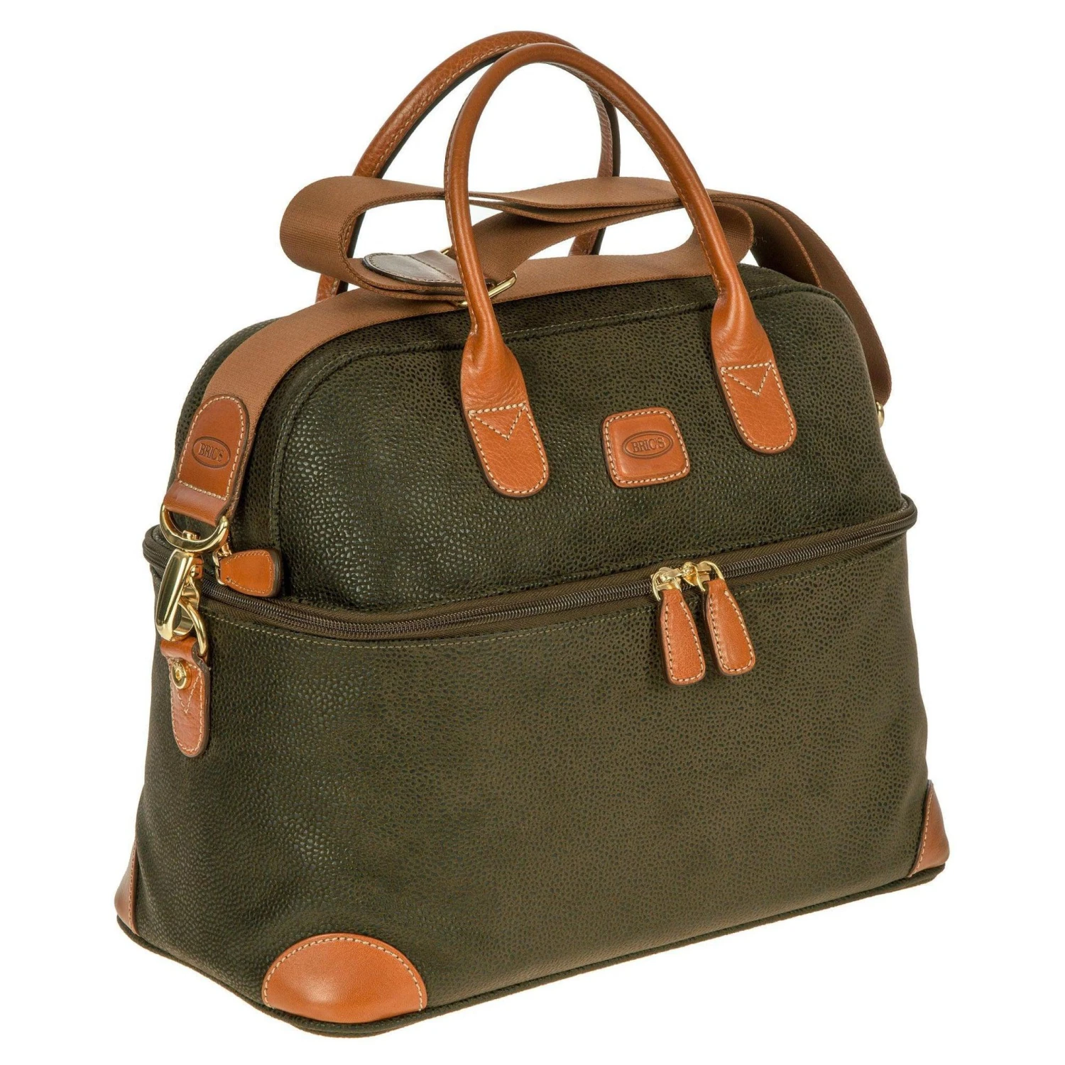 Brics Life Tuscan Cosmetic Tote Olive - Suede-Effect Travel Bag with Leather Trim 5 Brics Life Tuscan Cosmetic Tote Olive - Suede-Effect Travel Bag with Leather Trim - Image 3