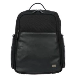 Brics Monza Large Business Backpack - Black Technical Nylon & Leather with USB Port 22 Brics Monza Large Business Backpack - Black Technical Nylon & Leather with USB Port -Luggage Pros Store Brics Monza Business Backpack L 10