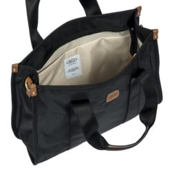 Brics X-Collection Opera Bag S - Black Waterproof Recycled Fabric Tote with Leather Trim -Luggage Pros Store Brics X Collection Opera Bag S 19