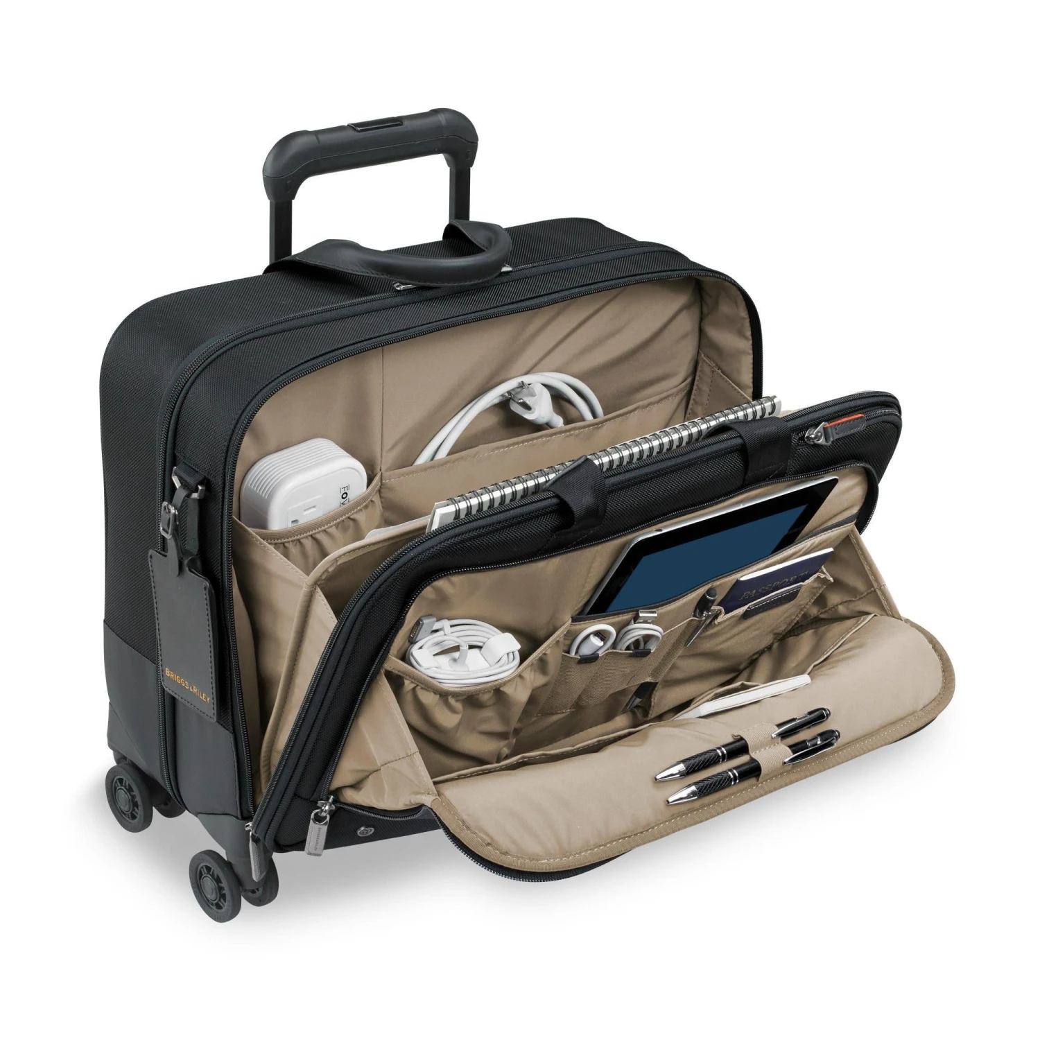 Briggs & Riley @Work Large Spinner Brief - Black 1600D Ballistic Nylon 4-Wheel 17" Laptop Case 4 Briggs & Riley @Work Large Spinner Brief - Black 1600D Ballistic Nylon 4-Wheel 17" Laptop Case - Image 2