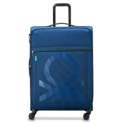 Delsey Teal and Lime Green Benetton Color Block – 27" Expandable Softside Spinner Checked Luggage