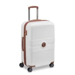 Delsey Flanerie SE 24" Checked Spinner Luggage - Hardside Polycarbonate with Cognac Trim -Luggage Pros Store Delsey Flanerie SE 24 Spinner 5 a1a64b61