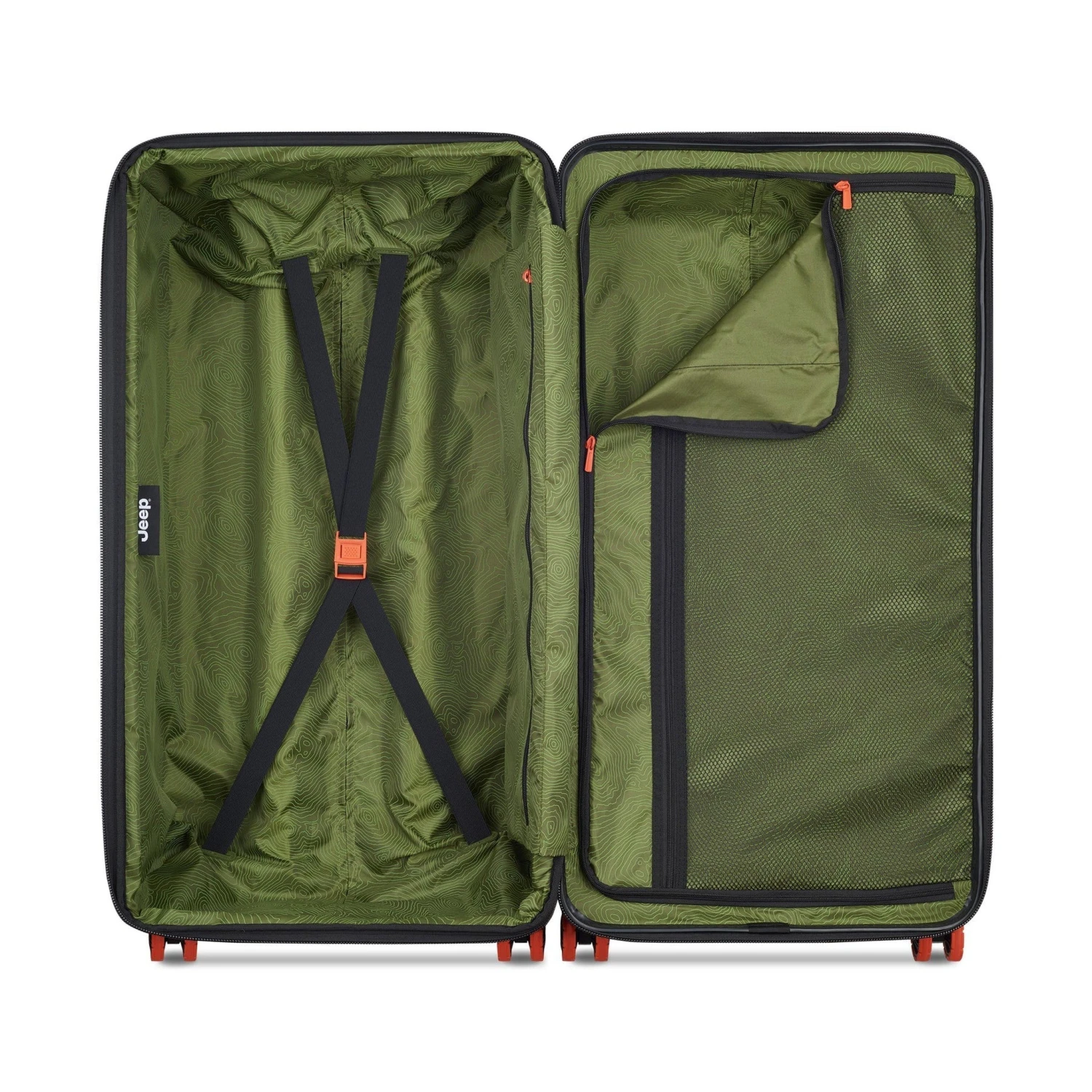 Delsey Jeep JH001A Forest Green 29" Hardside Spinner Trunk – Rugged Off-Road Adventure Luggage 17 Delsey Jeep JH001A Forest Green 29" Hardside Spinner Trunk – Rugged Off-Road Adventure Luggage - Image 15