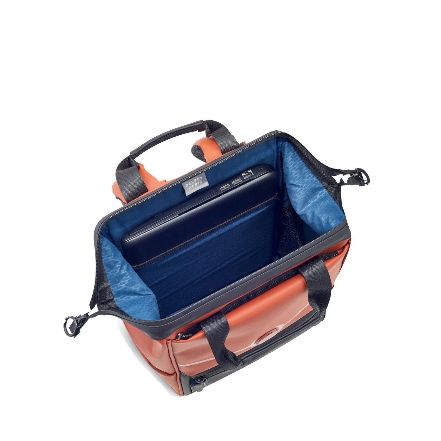 Delsey Turenne Soft Widemouth Laptop Backpack – Black Recycled Water-Resistant Travel Bag 12 Delsey Turenne Soft Widemouth Laptop Backpack – Black Recycled Water-Resistant Travel Bag - Image 10