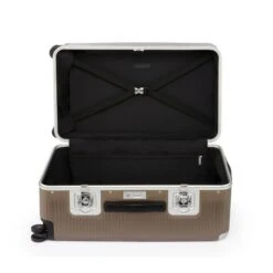 FPM Milano Bank Light Trunk On Wheels L – Moonlight Silver Polycarbonate Checked Spinner -Luggage Pros Store FPM Milano Bank Light Trunk on Wheels L 6