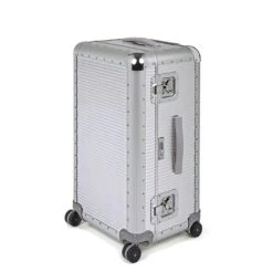 FPM Milano Bank S Silver Aluminum Trunk On Wheels – Extra Large Checked Spinner Suitcase