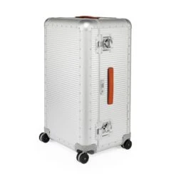 FPM Milano Bank Trunk On Wheels L – Silver Aluminum Extra Large Checked Spinner Luggage -Luggage Pros Store FPM Milano Bank Trunk on Wheels L 2