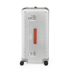 FPM Milano Bank Trunk On Wheels L – Silver Aluminum Extra Large Checked Spinner Luggage -Luggage Pros Store FPM Milano Bank Trunk on Wheels L 6