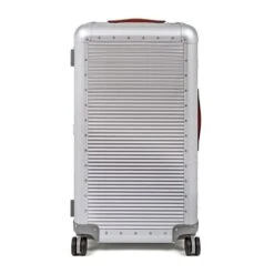 FPM Milano Bank Trunk On Wheels L – Silver Aluminum Extra Large Checked Spinner Luggage -Luggage Pros Store FPM Milano Bank Trunk on Wheels L 9