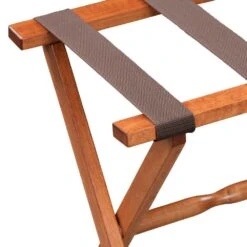 Gatehouse Furniture Straight Wood Leg Luggage Rack with 4 Nylon Straps - Made in USA