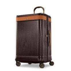 Hartmann Reserve Medium Trunk - Matte Hardside Checked Luggage with Aniline Leather Trim