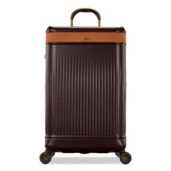 Hartmann Reserve Medium Trunk - Matte Hardside Checked Luggage with Aniline Leather Trim -Luggage Pros Store Hartmann Reserve Medium Expandable Trunk 3