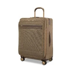 Hartmann Tweed Medium Journey Expandable Spinner – Classic Tan Tweed with Pebbled Leather Details