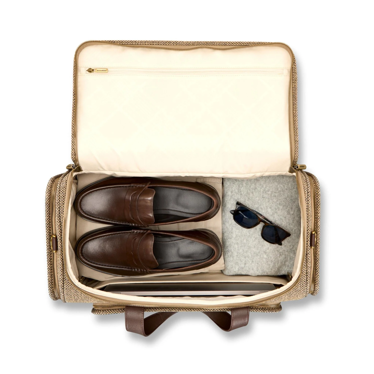 Hartmann Tweed Legend Travel Duffel - Tan/Brown Leather Accents Heritage Weekend Bag 4 Hartmann Tweed Legend Travel Duffel - Tan/Brown Leather Accents Heritage Weekend Bag - Image 2