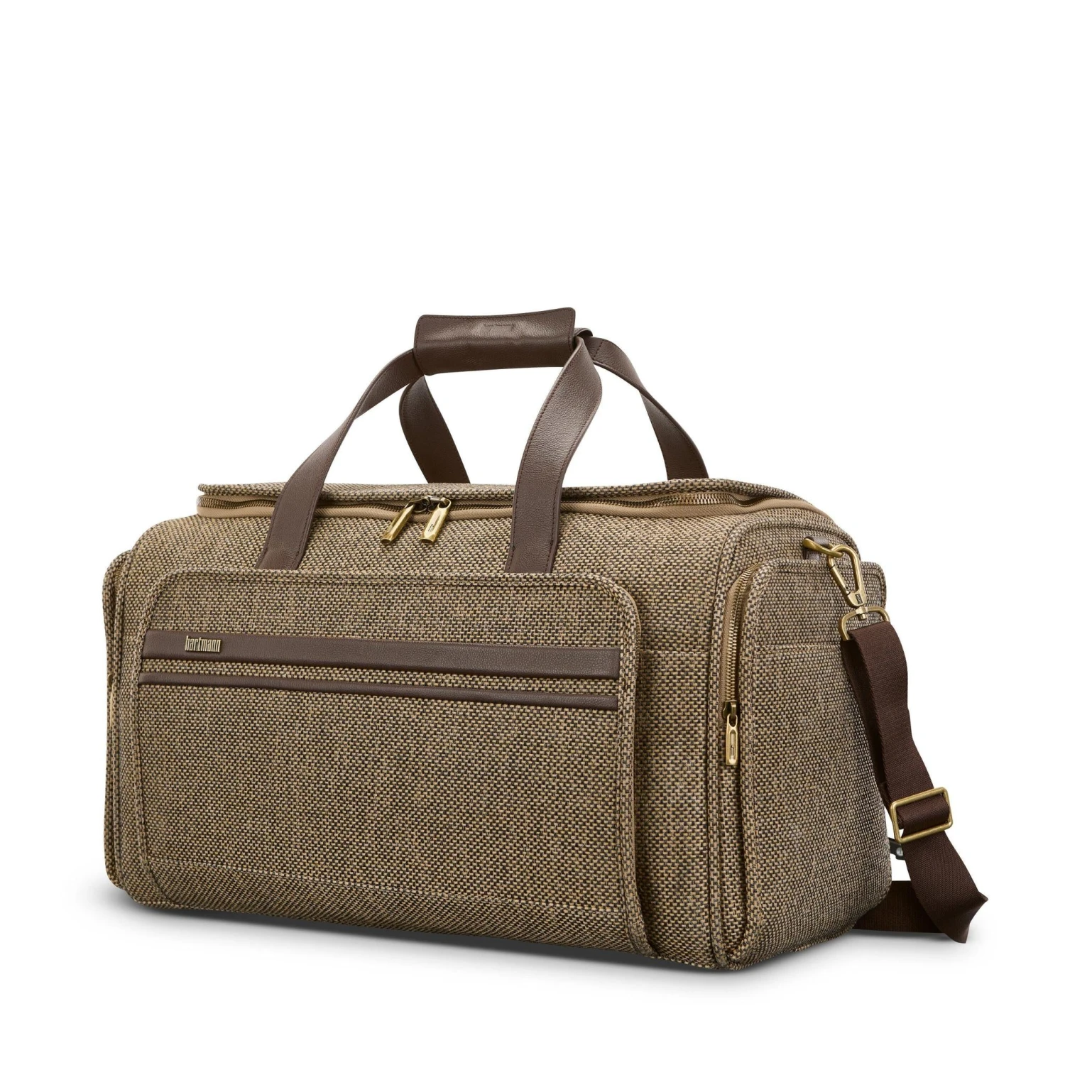 Hartmann Tweed Legend Travel Duffel - Tan/Brown Leather Accents Heritage Weekend Bag 3 Hartmann Tweed Legend Travel Duffel - Tan/Brown Leather Accents Heritage Weekend Bag