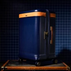 Hartmann Reserve Medium Trunk - Matte Hardside Checked Luggage with Aniline Leather Trim -Luggage Pros Store Hartmann Reserve Medium Trunk