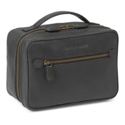 Johnston & Murphy Rhodes Full-Grain Leather Travel Kit – Waterproof Toiletry Bag in Tan