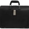 Korchmar Churchill Black Belting Leather – Classic Hinge-Loc 17" Laptop Briefcase