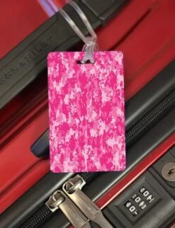 Luggage Pros Pink Digital Camo Luggage Tag – Durable Travel ID Tag with Privacy Address Slot -Luggage Pros Store Luggage Pros Digital Camo Pink Luggage Tag 3