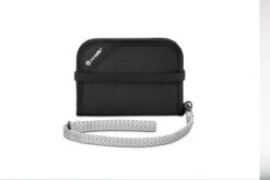 Pacsafe RFIDsafe V50 Anti-Theft Bi-Fold Wallet – Black Nylon with Detachable Security Strap