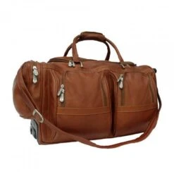 Piel Leather Duffel With Pockets On Wheels -Luggage Pros Store Piel Leather Duffel With Pockets On Wheels 3