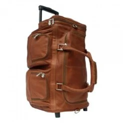 Piel Leather Duffel With Pockets On Wheels -Luggage Pros Store Piel Leather Duffel With Pockets On Wheels 4