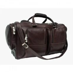 Piel Leather Duffel With Pockets On Wheels -Luggage Pros Store Piel Leather Duffel With Pockets On Wheels 5