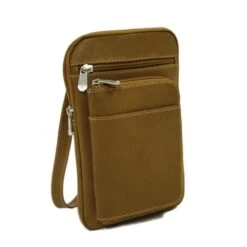 Piel Leather Naked Leather Multi-Zip Crossbody – Integrated Travel Wallet Hanging Organizer