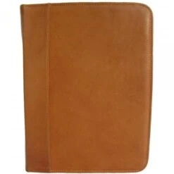 Piel Leather Full-Grain Vaquetta Three-Ring Binder Portfolio - Executive Business Zip-Around Organizer