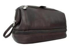 Piel Leather U-Frame Utility Kit with Zip Bottom – Premium Vaquetta Cowhide Travel Toiletry Bag