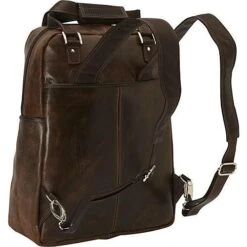 Piel Leather Brown Full-Grain Vintage Laptop Carry-All – Convertible Backpack with 14" Sleeve -Luggage Pros Store Piel Leather Vintage Laptop Carry AllConvertible Backpack 4