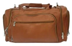 Piel Multi-Compartment Leather Duffel Bag – 20-Inch International Carry-On with Shoe Compartment